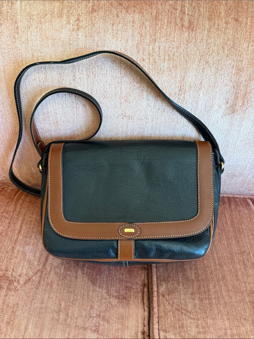 Classic Vintage Bally Black and Brown Leather Crossbody Bag